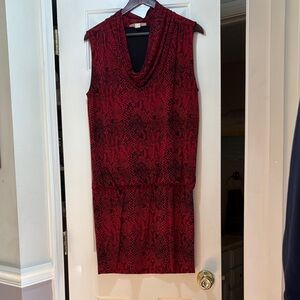 Michael Kors Red Patterned Midi Dress